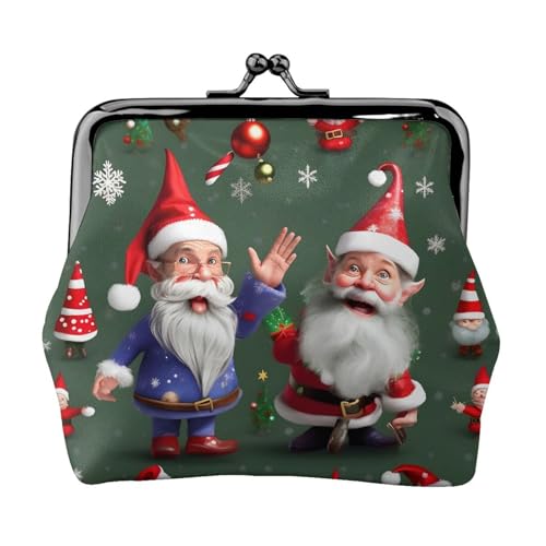 Weihnachtliche skurrile Zwerge kleine Geldbörsen für Damen, Münzgeldbörse für Damen, kleine Damen-Geldbörse, mit Reißverschluss und Kussschloss, Schwarz, Einheitsgröße, Art Deco von HJLUUFT