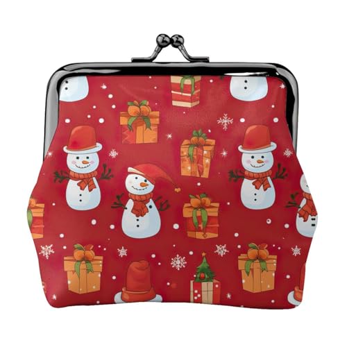 Weihnachtsgeschenk, Schneemann, kleine Geldbörsen für Damen, Münzgeldbörse für Damen, kleine Damen-Geldbörse, mit Reißverschluss und Kussverschluss, Schwarz, Einheitsgröße, Art Deco von HJLUUFT