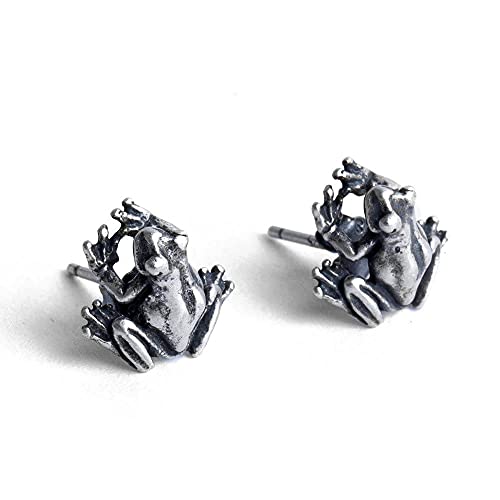 Sterling Silber Frosch Ohrstecker, Kreative Frosch Ohrstecker Für Frauen, Geschnitzte Tier Ohrringe Mit Schraubverschluss Punk Gothic Silberschmuck Für Männer Mädchen Jungen Sterling Silber Frosch Ohrstecker, Kreative Frosch Ohrstecker Für Frauen, Geschnitzte Tier Ohrringe Mit Schraubverschluss Punk Gothic Silberschmuck Für Männer Mädchen Jungen von HJMKL