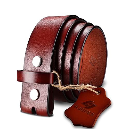 HJones Herren Ersatzgürtel Keine Schnalle Gürtel Riemen, Männer Ledergürtel mit Silber Snap On Gürtel Ohne Schnalle 1 1/2 Zoll Breit(Braun, 42“) von HJones