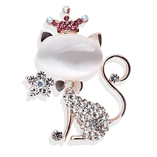 Stifte Brooch Cat Brooch for Ladies Girls Fashion Exquisite Crystal Gold Cute Animal Kitten Button Lapel Pin Dress Set Scarf Accessories Jewelry Christmas Winter Fashion Decoration von HJRHZM
