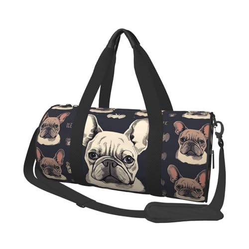 Reisetasche für Damen und Herren, mit Schuhfach, großes Fassungsvermögen, Wochenendtasche, Übernachtungstasche, "I Love French Bulldogge", Tragetasche, Sporttasche für Reisen, Yoga, Schwarz , Reisetasche für Damen und Herren, mit Schuhfach, großes Fassungsvermögen, Wochenendtasche, Übernachtungstasche, "I Love French Bulldogge", Tragetasche, Sporttasche für Reisen, Yoga, Schwarz , von HJRT