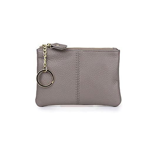 HJUGHPN Damen Geldbörsen Echtes Leder Frauen Münzbörse Praktische Weibliche Schlüsselbörse Garantiert Rindsleder Schlüsselhalter, grau, Einheitsgröße von HJUGHPN