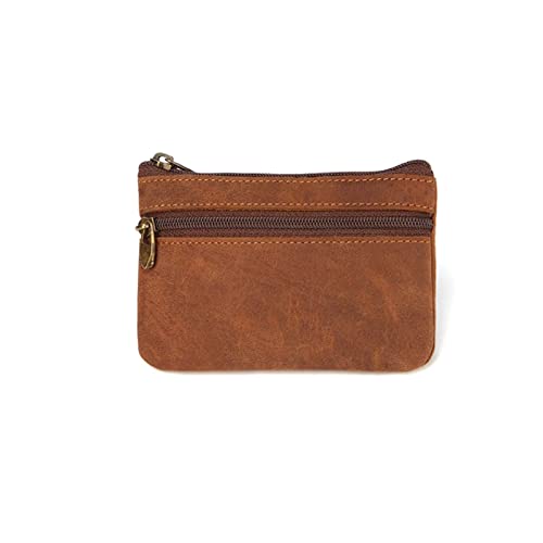 HJUGHPN Damen Geldbörsen Pferd Leder Herren Münzbörse Echtes Leder Reißverschluss Münzbörse Retro Schlüsselhalter Kleine Geldtasche, einfarbig, Einheitsgröße von HJUGHPN