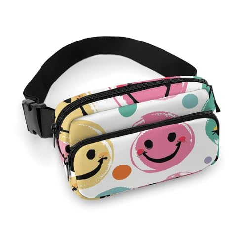 Bauchtasche für Damen und Herren, Umhängetasche, kleiner Schulter-Rucksack, Marienkäfer-Muster, unendlich gesprenkelte Gürteltasche, Pastellfarbenes Smiley-Gesicht, 20x13cm Bauchtasche für Damen und Herren, Umhängetasche, kleiner Schulter-Rucksack, Marienkäfer-Muster, unendlich gesprenkelte Gürteltasche, Pastellfarbenes Smiley-Gesicht, 20x13cm von HJUQNGF