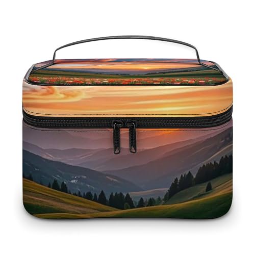 HJUQNGF Bunte Kosmetiktasche mit böhmischen Mustern, tragbare Kulturbeutel, große Kapazität, Reise-Make-up-Tasche, Beauty-Organizer für Shampoo-Conditioner-Pinsel-Set in voller Größe, Wolkengarten bei von HJUQNGF