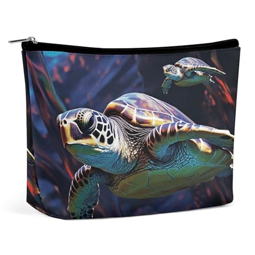 HJUQNGF Igel-Kosmetiktasche mit Aquarellmalerei, tragbar, große Kapazität, Reise-Make-up-Tasche, Beauty-Make-up-Organizer für Shampoo, Conditioner, Pinsel-Set, Make-up-Zubehör, Eine bunte tropische von HJUQNGF