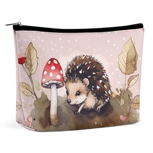 HJUQNGF Igel-Kosmetiktasche mit Aquarellmalerei, tragbar, große Kapazität, Reise-Make-up-Tasche, Beauty-Make-up-Organizer für Shampoo, Conditioner, Pinsel-Set, Make-up-Zubehör, Igel-Aquarellmalerei von HJUQNGF