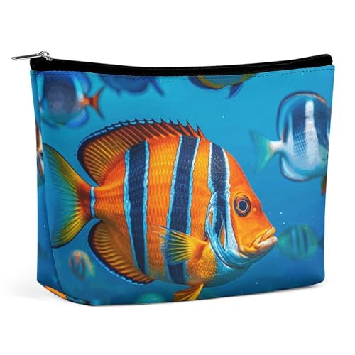 HJUQNGF Jet Fighter Kosmetiktasche, tragbar, Kulturbeutel, große Kapazität, Reise-Make-up-Tasche, Beauty-Make-up-Organizer für Shampoo, Conditioner, Pinsel-Set, Make-up-Zubehör, Fische, Einheitsgröße von HJUQNGF