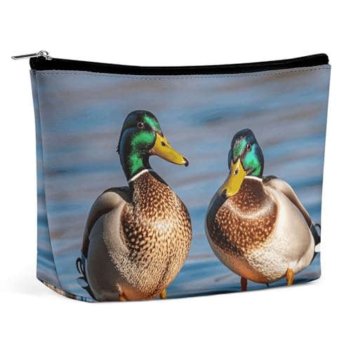 HJUQNGF Jet Fighter Kosmetiktasche, tragbar, Kulturbeutel, große Kapazität, Reise-Make-up-Tasche, Beauty-Make-up-Organizer für Shampoo, Conditioner, Pinsel-Set, Make-up-Zubehör, Zwei Stockenten von HJUQNGF