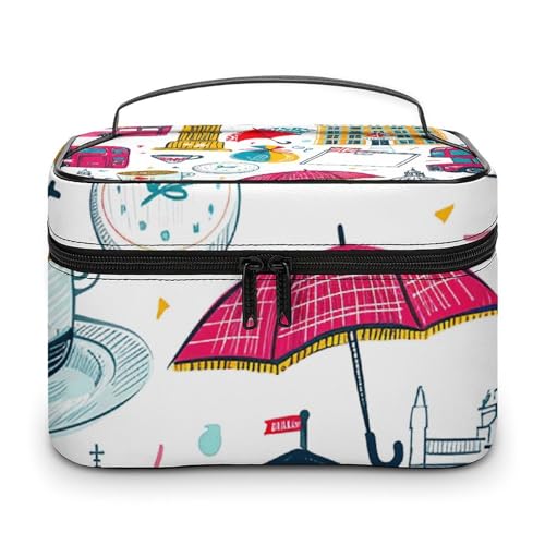 HJUQNGF Kosmetiktasche, tragbar, eine Reihe von Meerestieren, Kulturbeutel, großes Fassungsvermögen, Reise-Make-up-Tasche, Beauty-Make-up-Organizer für Shampoo, Conditioner, Pinsel-Set, von HJUQNGF