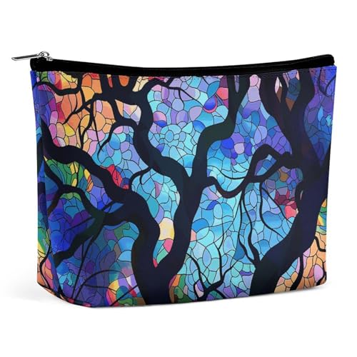 HJUQNGF Kosmetiktasche, tragbar, große Kapazität, Reise-Make-up-Tasche, Make-up-Organizer für Shampoo, Conditioner, Pinsel-Set, Make-up-Zubehör in voller Größe, Pfirsich und Dunkelbeige, Abstrakte von HJUQNGF