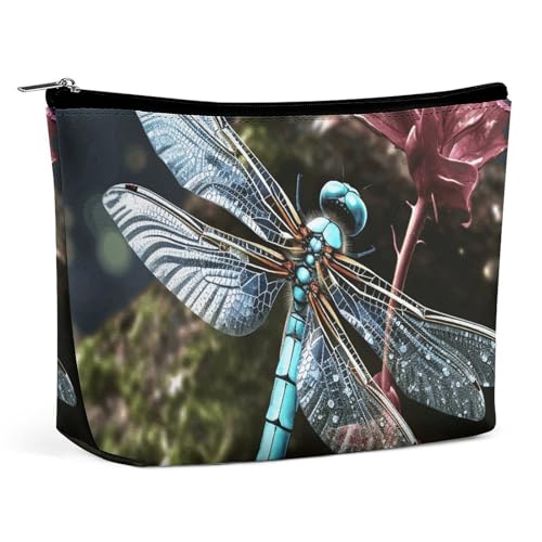 HJUQNGF Kosmetiktasche aus Kunstharz, Eichhörnchen, tragbar, große Kapazität, Reise-Make-up-Tasche, Beauty-Make-up-Organizer für Shampoo, Conditioner, Pinsel-Set, Make-up-Zubehör, blaue libelle von HJUQNGF