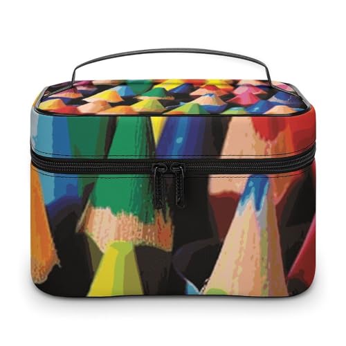 HJUQNGF Kosmetiktasche in Regenbogenfarben, tragbare Kulturbeutel, große Kapazität, Reise-Make-up-Tasche, Beauty-Organizer für Shampoo-Conditioner-Pinsel-Set in voller Größe, Buntstifte, 25x18x15cm von HJUQNGF
