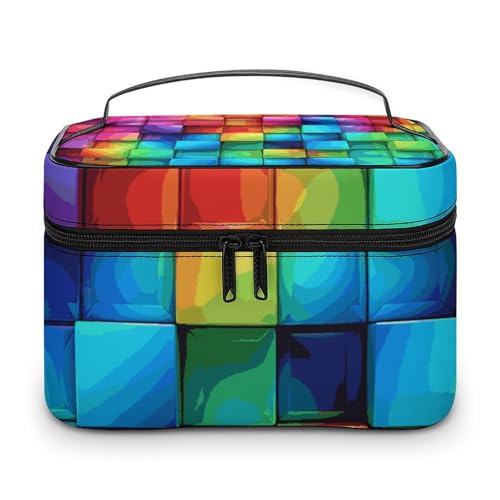 HJUQNGF Kosmetiktasche in Regenbogenfarben, tragbare Kulturbeutel, große Kapazität, Reise-Make-up-Tasche, Beauty-Organizer für Shampoo-Conditioner-Pinsel-Set in voller Größe, Regenbogenfarben, von HJUQNGF