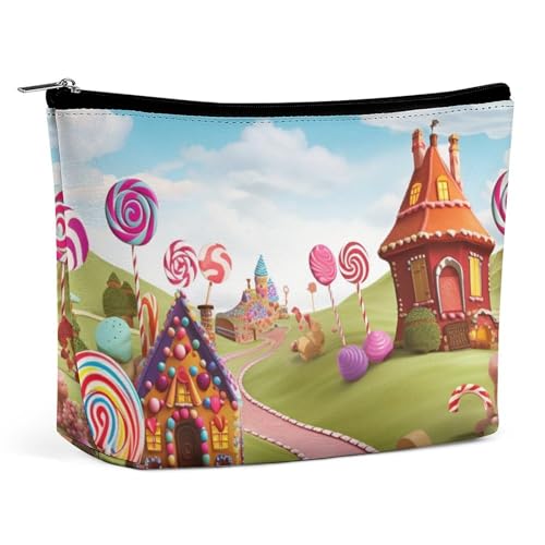HJUQNGF Kosmetiktasche mit Blumenmotiv, tragbar, große Kapazität, Reise-Make-up-Tasche, Beauty-Make-up-Organizer für Shampoo, Conditioner, Pinsel-Set, Make-up-Zubehör, Candy Land, Einheitsgröße von HJUQNGF