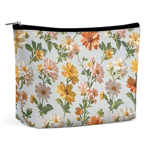 HJUQNGF Kosmetiktasche mit Blumenmotiv, tragbar, große Kapazität, Reise-Make-up-Tasche, Beauty-Make-up-Organizer für Shampoo, Conditioner, Pinsel-Set, Make-up-Zubehör, blume, Einheitsgröße von HJUQNGF