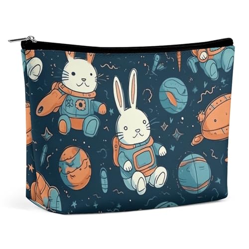 HJUQNGF Kosmetiktasche mit Boot auf dem Ozean, tragbare Kulturbeutel, große Kapazität, Reise-Make-up-Tasche, Beauty-Make-up-Organizer für Shampoo, Conditioner, Pinsel-Set, Make-up-Zubehör, Hase und von HJUQNGF