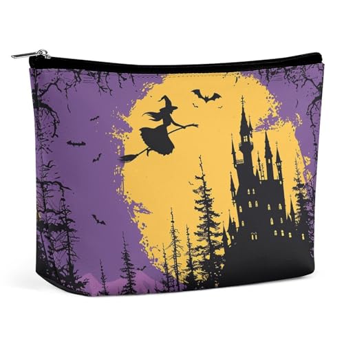HJUQNGF Kosmetiktasche mit Hexe und Besen, tragbar, große Kapazität, Reise-Make-up-Tasche, Beauty-Make-up-Organizer für Shampoo, Conditioner, Pinsel-Set, Make-up-Zubehör, Hexe und Besen, Einheitsgröße von HJUQNGF