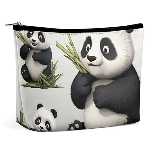HJUQNGF Kosmetiktasche mit Katzen- und Schmetterlingsmotiv, tragbar, große Kapazität, Reise-Make-up-Tasche, Beauty-Make-up-Organizer für Shampoo-Conditioner, Pinsel-Set, Make-up-Zubehör, Schöne Panda von HJUQNGF