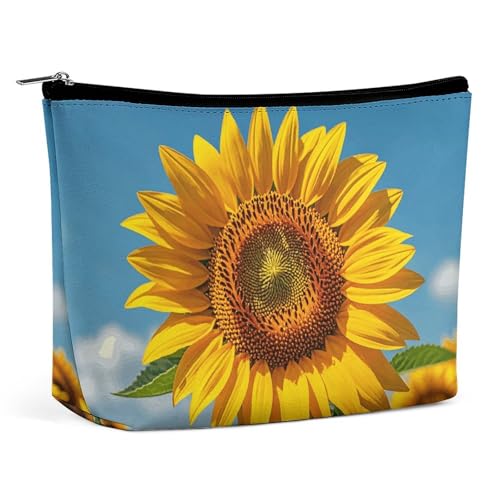 HJUQNGF Kosmetiktasche mit Marienkäfer-Muster, tragbar, großes Fassungsvermögen, Reise-Make-up-Tasche, Make-up-Organizer für Shampoo, Conditioner, Pinsel-Set, Make-up-Zubehör, Blühende Sonnenblumen von HJUQNGF