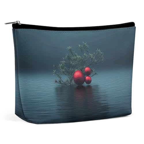 HJUQNGF Kosmetiktasche mit Pfirsich-Damast-Muster, tragbar, große Kapazität, Reise-Make-up-Tasche, Beauty-Make-up-Organizer für Shampoo, Conditioner, Pinsel-Set, Make-up-Zubehör, Grüne Zweige, von HJUQNGF