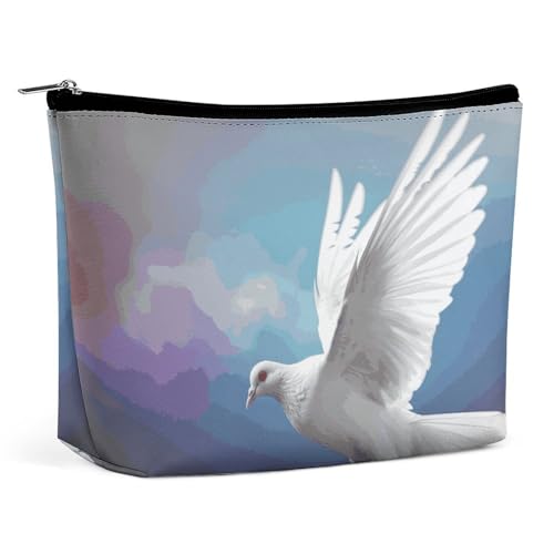 HJUQNGF Kosmetiktasche mit Regenbogen-Kaninchen-Motiv, tragbar, große Kapazität, Reise-Make-up-Tasche, Beauty-Make-up-Organizer für Shampoo, Conditioner, Pinsel-Set, Make-up-Zubehör, Friedenstaube von HJUQNGF