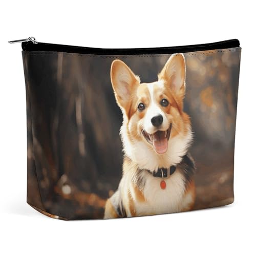 HJUQNGF Kosmetiktasche mit braunem Kaninchen, tragbare Kulturbeutel, große Kapazität, Reise-Make-up-Tasche, Beauty-Make-up-Organizer für Shampoo, Conditioner, Pinsel-Set, Make-up-Zubehör, Corgi Dog von HJUQNGF