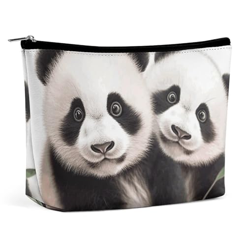 HJUQNGF Kosmetiktasche mit roten Augen, Motiv: Baumfrosch, tragbar, große Kapazität, Reise-Make-up-Tasche, Beauty-Make-up-Organizer für Shampoo, Conditioner, Pinsel-Set, Make-up-Zubehör, Baby-Pandas von HJUQNGF