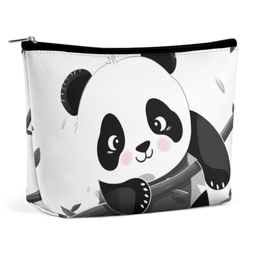 HJUQNGF Kosmetiktasche mit roten Augen, Motiv: Baumfrosch, tragbar, große Kapazität, Reise-Make-up-Tasche, Beauty-Make-up-Organizer für Shampoo, Conditioner, Pinsel-Set, Make-up-Zubehör, Süße Pandas von HJUQNGF