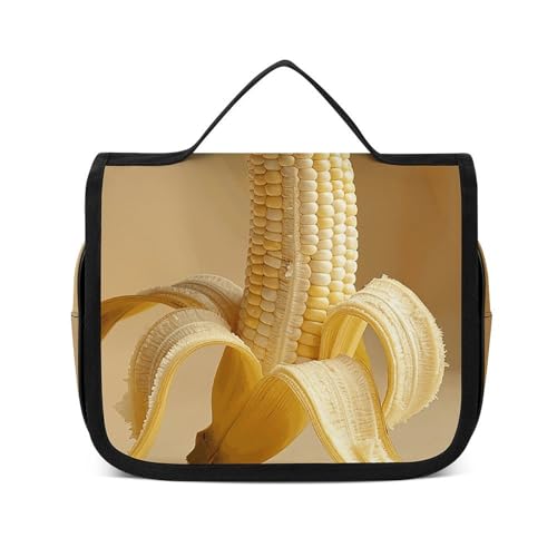 HJUQNGF Kulturbeutel für Damen, Reise-Kosmetiktasche, Bananen aus Maisohren, große Make-up-Tasche, zum Aufhängen, Kosmetik-Organizer für Toilettenartikel, Zubehör, 3-in-1-Behälter, weiß, 22,5 x 18,5 HJUQNGF Kulturbeutel für Damen, Reise-Kosmetiktasche, Bananen aus Maisohren, große Make-up-Tasche, zum Aufhängen, Kosmetik-Organizer für Toilettenartikel, Zubehör, 3-in-1-Behälter, weiß, 22,5 x 18,5 von HJUQNGF