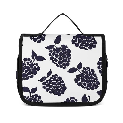 HJUQNGF Kulturbeutel für Damen, Reise-Kosmetiktasche, Blumen auf weißem Hintergrund, große Make-up-Tasche, zum Aufhängen, Kosmetik-Organizer für Toilettenartikel, Zubehör, 3-in-1-Behälter, von HJUQNGF