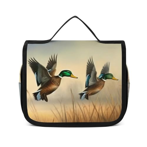 HJUQNGF Kulturbeutel für Damen, Reise-Kosmetiktasche, Jagd, fliegende Wildnis, große Make-up-Tasche, zum Aufhängen, Kosmetik-Organizer für Toilettenartikel, Zubehör, 3-in-1-Behälter, weiß, 22,5 x 18,5 HJUQNGF Kulturbeutel für Damen, Reise-Kosmetiktasche, Jagd, fliegende Wildnis, große Make-up-Tasche, zum Aufhängen, Kosmetik-Organizer für Toilettenartikel, Zubehör, 3-in-1-Behälter, weiß, 22,5 x 18,5 von HJUQNGF