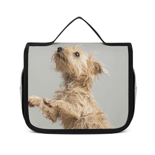HJUQNGF Kulturbeutel für Damen, Reise-Kosmetiktasche, Junge und Welpe, große Make-up-Tasche, zum Aufhängen, Kosmetik-Organizer für Toilettenartikel, Zubehör, 3-in-1-Behälter, Ein Scruffy Puppy, von HJUQNGF