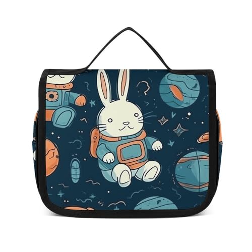 HJUQNGF Kulturbeutel für Damen, Reise-Kosmetiktasche, Kaninchen und Weltraum, große Make-up-Tasche, zum Aufhängen, Kosmetik-Organizer für Toilettenartikel, Zubehör, 3-in-1-Behälter, weiß, 22,5 x 18,5 HJUQNGF Kulturbeutel für Damen, Reise-Kosmetiktasche, Kaninchen und Weltraum, große Make-up-Tasche, zum Aufhängen, Kosmetik-Organizer für Toilettenartikel, Zubehör, 3-in-1-Behälter, weiß, 22,5 x 18,5 von HJUQNGF