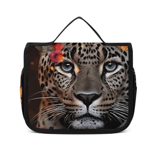 HJUQNGF Kulturbeutel für Damen, Reise-Kosmetiktasche, Leoparden- und Schmetterlingsmotiv, große Make-up-Tasche, zum Aufhängen, Kosmetik-Organizer für Toilettenartikel, Zubehör, 3-in-1-Behälter, weiß, HJUQNGF Kulturbeutel für Damen, Reise-Kosmetiktasche, Leoparden- und Schmetterlingsmotiv, große Make-up-Tasche, zum Aufhängen, Kosmetik-Organizer für Toilettenartikel, Zubehör, 3-in-1-Behälter, weiß, von HJUQNGF