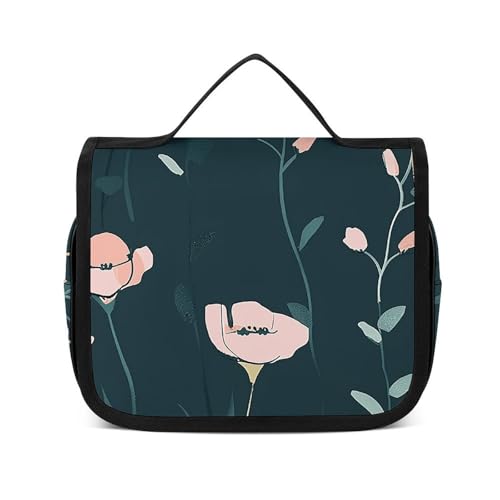 HJUQNGF Kulturbeutel für Damen, Reise-Kosmetiktasche, Naturstil, Drucke, große Make-up-Tasche, zum Aufhängen, Kosmetik-Organizer für Toilettenartikel, Zubehör, 3-in-1-Behälter, Drucke im Naturstil, von HJUQNGF