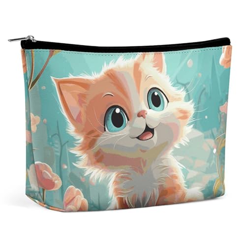 HJUQNGF Moderne Kosmetiktasche mit Katzenmotiv, tragbare Kulturbeutel, großes Fassungsvermögen, Reise-Make-up-Tasche, Beauty-Make-up-Organizer für Shampoo, Conditioner, Pinsel-Set, Make-up-Zubehör von HJUQNGF