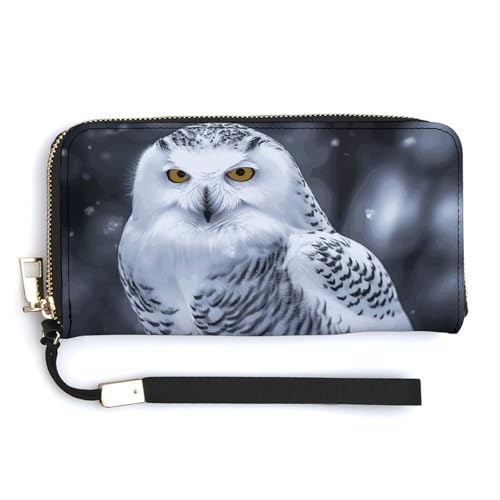 HJUQNGF Red Eyed Tree Frog Wristlet Long Wallet Womens Purse Zip Clutch Large Capacity Leather Purse Credit Coin Purse, Arktische Eule, 20.0*10.5cm von HJUQNGF