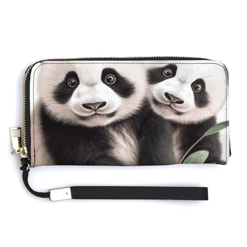 HJUQNGF Red Eyed Tree Frog Wristlet Long Wallet Womens Purse Zip Clutch Large Capacity Leather Purse Credit Coin Purse, Baby Pandas, 20.0*10.5cm von HJUQNGF