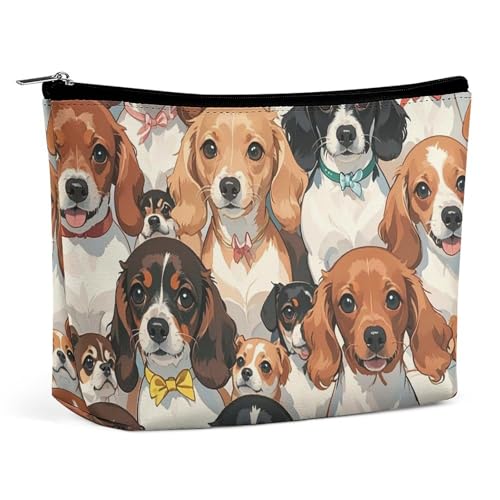 HJUQNGF Süße Kosmetiktasche, tragbare Kulturbeutel, große Kapazität, Reise-Make-up-Tasche, Beauty-Make-up-Organizer für Shampoo-Conditioner, Pinsel-Set, Make-up-Zubehör, Dackel, Einheitsgröße von HJUQNGF