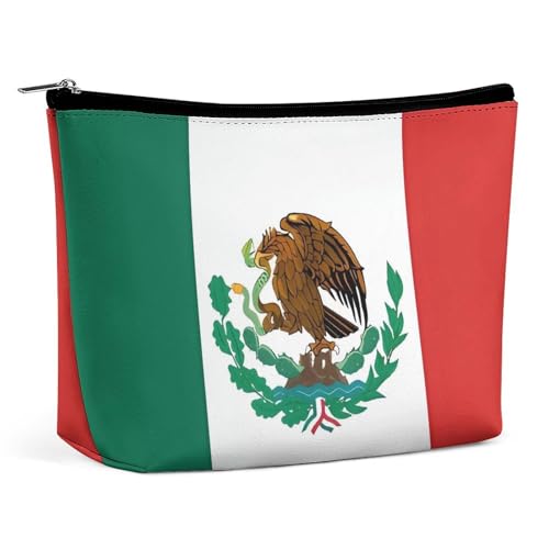HJUQNGF Süße Kosmetiktasche, tragbare Kulturbeutel, große Kapazität, Reise-Make-up-Tasche, Beauty-Make-up-Organizer für Shampoo-Conditioner, Pinsel-Set, Make-up-Zubehör, Flagge Mexikos, Einheitsgröße von HJUQNGF