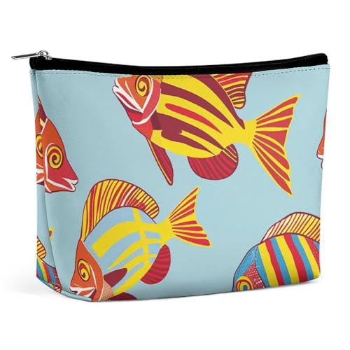 HJUQNGF The Fish Are Swimming Around Kosmetiktasche, tragbare Kulturbeutel, große Kapazität, Reise-Make-up-Tasche, Beauty-Make-up-Organizer für Shampoo, Conditioner, Pinsel-Set, Make-up-Zubehör, von HJUQNGF