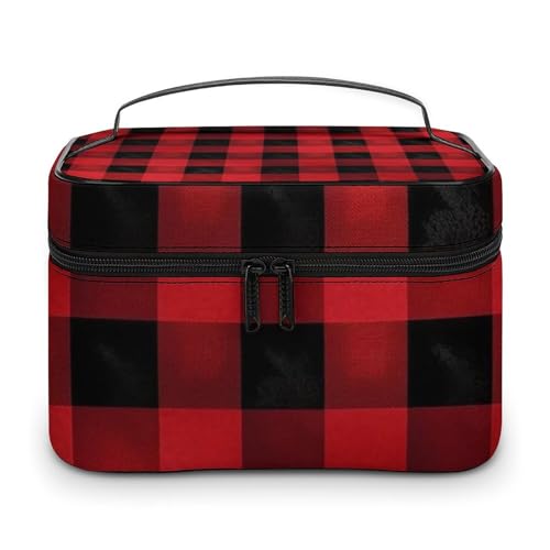 HJUQNGF Tree of Life Kosmetiktasche, tragbare Kulturtasche, große Kapazität, Reise-Make-up-Tasche, Beauty-Organizer für Shampoo-Conditioner-Pinsel-Set, Zubehör in voller Größe, Rot-schwarzes von HJUQNGF