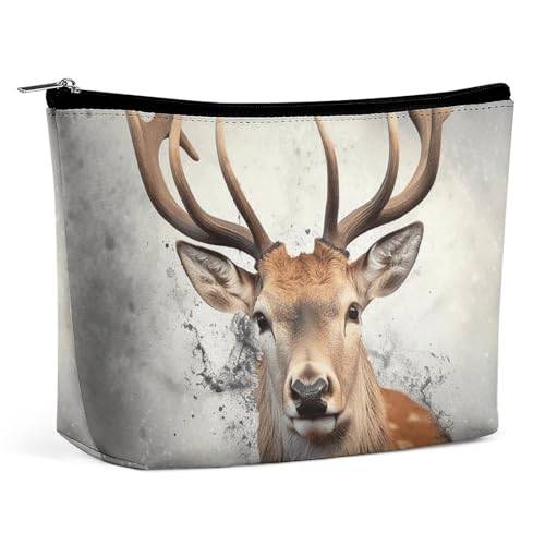 HJUQNGF Verspielte Panda-Kosmetiktasche, tragbare Kulturbeutel, große Kapazität, Reise-Make-up-Tasche, Beauty-Make-up-Organizer für Shampoo, Conditioner, Pinsel-Set, Make-up-Zubehör, Tier Hirsch von HJUQNGF