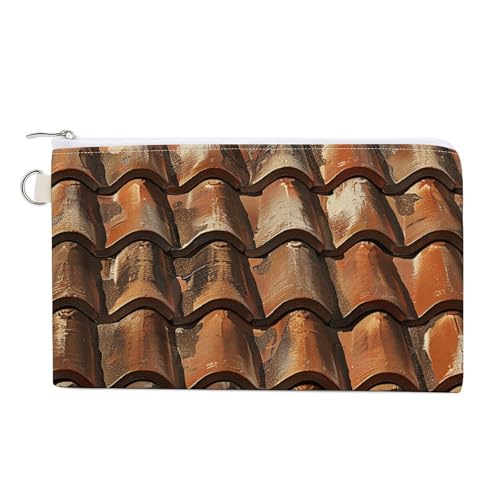 Münzgeldbörse aus Segeltuch, Senfgelb und Braun, kleine Geldbörse für Damen, schmale Geldbörse mit Reißverschluss, Schlüsselanhänger, niedliches Kleingeld, kleine Reißverschlusstasche, Braunes von HJUQNGF