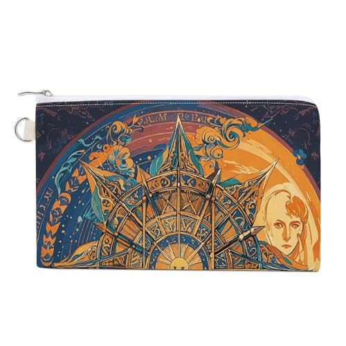 Münzgeldbörse aus Segeltuch, mystische Tarotkarte, Sonne und Mond, kleine Geldbörsen für Frauen, schlanke Brieftasche mit Reißverschluss, Schlüsselanhänger, niedliches Kleingeld, kleine von HJUQNGF