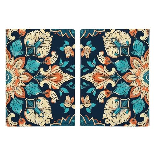 Reisepasshülle aus PU-Kunststoff, Motiv: Vintage-Mandala-Blumen, schlankes Kartenetui für Damen und Herren, Lederetui, Vintage-Mandala-Blumen, 20.3x13.8cm Reisepasshülle aus PU-Kunststoff, Motiv: Vintage-Mandala-Blumen, schlankes Kartenetui für Damen und Herren, Lederetui, Vintage-Mandala-Blumen, 20.3x13.8cm von HJUQNGF