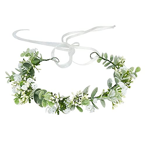 Uongeod Blumenkranz Haare Haar Blumenkranz Künstliche Blumen Krone Braut Kopfstück Greenery Krone Haarreif Blumen für Hochzeit Zeremonie Party Festival … von Uongeod