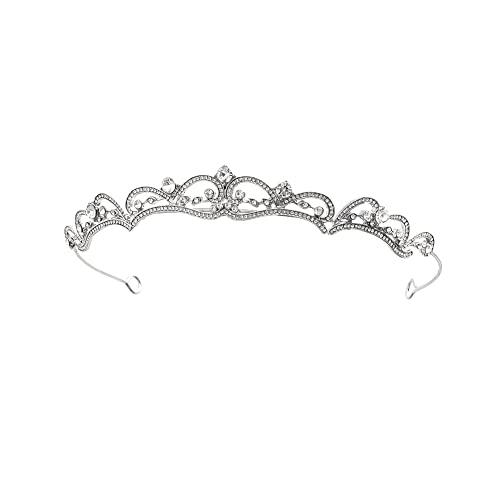 Uongeod Diadem Hochzeit Krone Damen Tiara Kristall Braut Prinzessin Krone Geburtstag Krone Tiaras und Kronen für Frauen und Tiara Hochzeit Silber von Uongeod